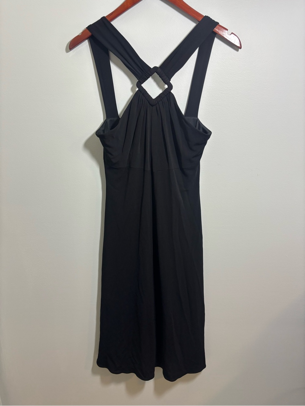 Vintage Black Halter Midi Dress Cutout Ring Detail Nine West Y2K Size 6